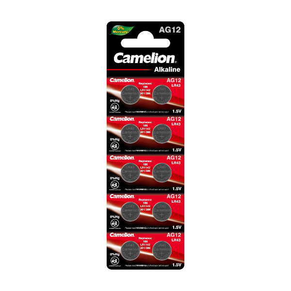 Батарейка Camelion AG12 (386A/LR43/186) BL10 щелочной диск 1шт
