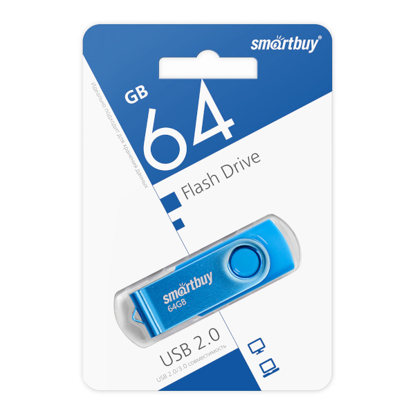 Память Flash Drive 64Gb USB 3.0/3.1 Smartbuy Glossy темно-синий SB64GBGS-DB
