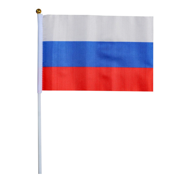 Флаг "России" 14*21см, пласт. трубочка, полиэфир. шёлк 2763498