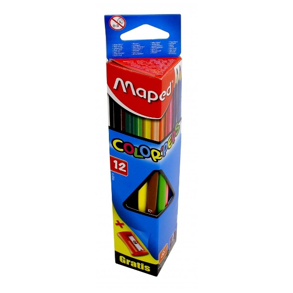 Карандаши 12цв, дерево, 3-гран. "Color Peps Star" точилка., карт.уп. 183213 Maped