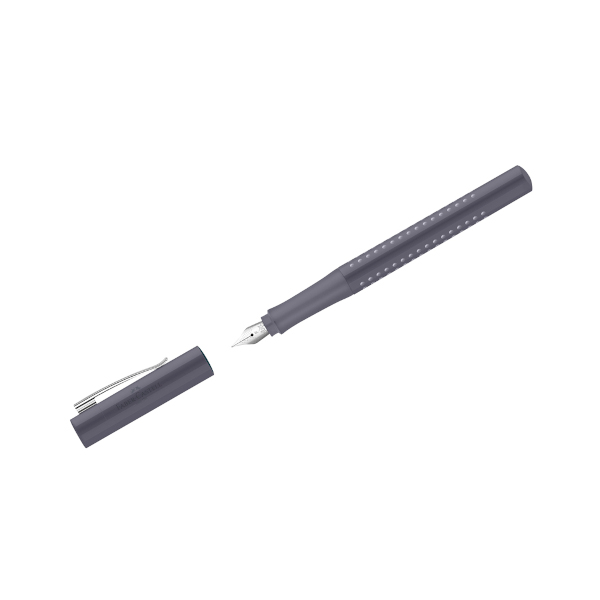 Ручка перьевая Faber-Castell "Grip 2010" синяя, 0,6мм, трехгран., бархат. серый корпус 140830