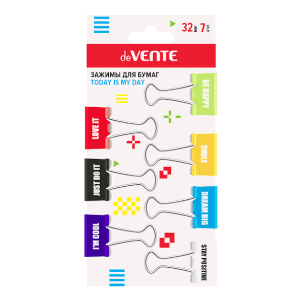 Зажим 19мм ассорти "Esthetics" 4131505 (1уп*12шт) deVENTE