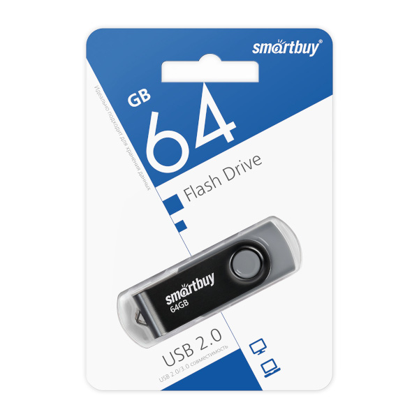 Память Flash Drive 64Gb USB 3.0/3.1 Smartbuy Glossy темно-синий SB64GBGS-DB
