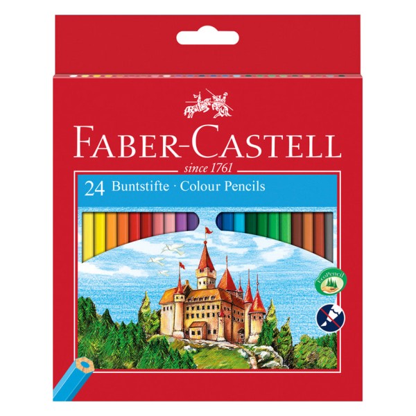 Карандаши 24цв, дерево, 6-гран. "Замок" карт.уп. 120124 Faber-Castell